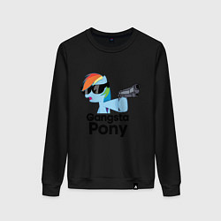 Свитшот хлопковый женский Gangsta pony, цвет: черный