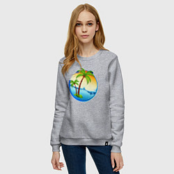 Свитшот хлопковый женский Palm beach, цвет: меланж — фото 2