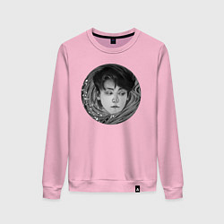 Свитшот хлопковый женский Ким Сокджин арт, цвет: светло-розовый