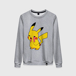 Свитшот хлопковый женский Уставший Пикачу, цвет: меланж