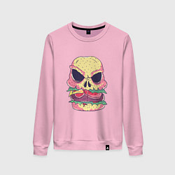 Свитшот хлопковый женский Череп Бургер Skull Burger, цвет: светло-розовый