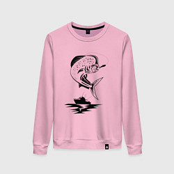 Свитшот хлопковый женский Рыбалка, цвет: светло-розовый