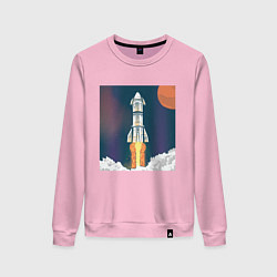Свитшот хлопковый женский Запуск ракеты Atlas Атлас V, цвет: светло-розовый