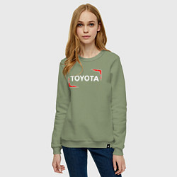 Свитшот хлопковый женский Тойота - Огонь, цвет: авокадо — фото 2