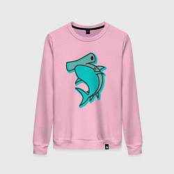 Свитшот хлопковый женский Акула молот, цвет: светло-розовый