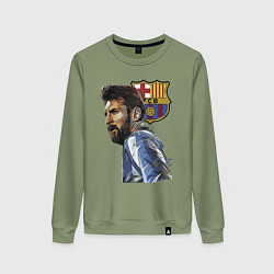 Свитшот хлопковый женский Lionel Messi Barcelona Argentina Striker, цвет: авокадо