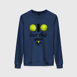 Свитшот хлопковый женский Я люблю теннис, цвет: тёмно-синий