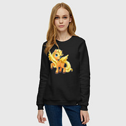 Свитшот хлопковый женский Золотой единорожка, цвет: черный — фото 2
