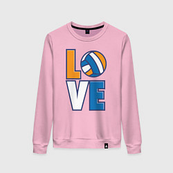 Свитшот хлопковый женский Love Volleyball, цвет: светло-розовый