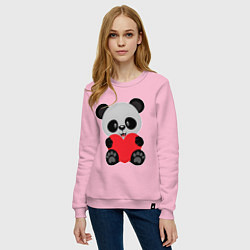 Свитшот хлопковый женский Love Панда, цвет: светло-розовый — фото 2