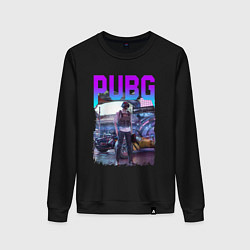 Свитшот хлопковый женский PUBG NEON ПУБГ НЕОН Z, цвет: черный
