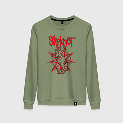 Свитшот хлопковый женский Slipknot Slip Goats Art, цвет: авокадо