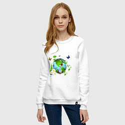 Свитшот хлопковый женский Чистая планета, цвет: белый — фото 2
