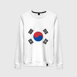Свитшот хлопковый женский Корея Корейский флаг, цвет: белый