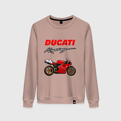 Свитшот хлопковый женский DUCATI ДУКАТИ MOTOSPORT, цвет: пыльно-розовый