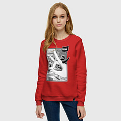 Свитшот хлопковый женский Chainsaw man Kon, цвет: красный — фото 2