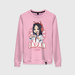 Свитшот хлопковый женский Japan lover anime girl, цвет: светло-розовый