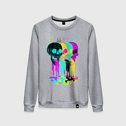 Свитшот хлопковый женский 4 ЧЕРЕПА SKULLS NEON, цвет: меланж
