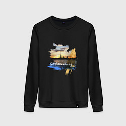 Свитшот хлопковый женский Travel Санк-Петербург, цвет: черный