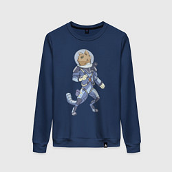 Свитшот хлопковый женский Рыжий космонавт, цвет: тёмно-синий