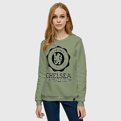 Свитшот хлопковый женский Chelsea FC: Emblem, цвет: авокадо — фото 2