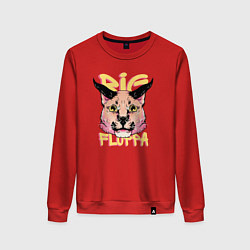 Свитшот хлопковый женский Big Cat Floppa, цвет: красный