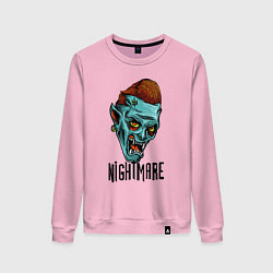 Свитшот хлопковый женский Ночной кошмар, цвет: светло-розовый