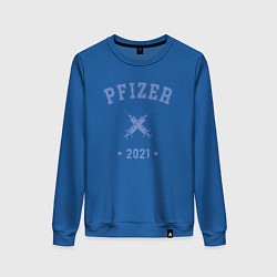 Свитшот хлопковый женский Pfizer 2021, цвет: синий