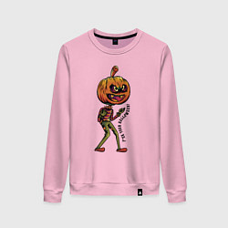 Свитшот хлопковый женский Забей на Хэллоуин!, цвет: светло-розовый