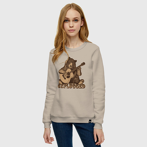 Женский свитшот Медведь играет на гитаре / Миндальный – фото 3