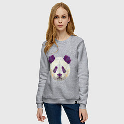 Свитшот хлопковый женский Фиолетовая панда, цвет: меланж — фото 2