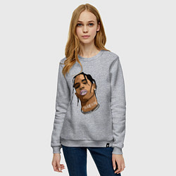 Свитшот хлопковый женский TRAVIS SCOTT ASTROWORLD Z, цвет: меланж — фото 2