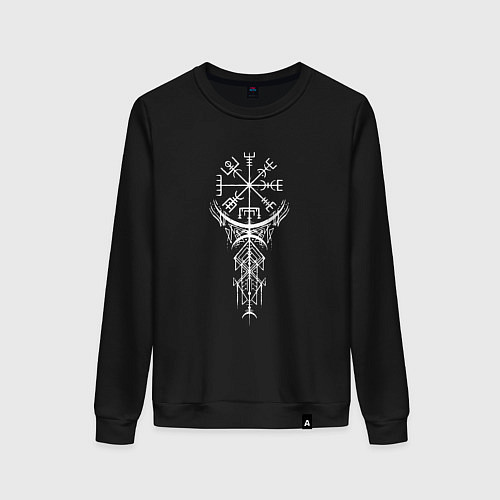 Женский свитшот Вегвизир Vegvisir Руна Z / Черный – фото 1