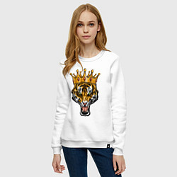 Свитшот хлопковый женский Царь тигр, цвет: белый — фото 2