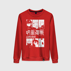 Свитшот хлопковый женский Магическая битва персонажи, цвет: красный