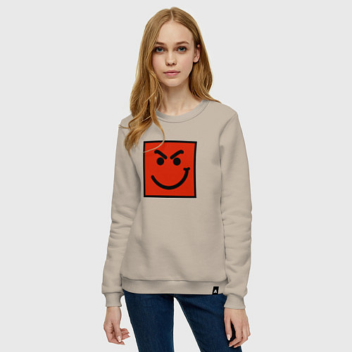 Женский свитшот BON JOVI HAVE A NICE DAY SMILE LOGO / Миндальный – фото 3