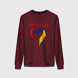 Свитшот хлопковый женский Armenia Heart, цвет: меланж-бордовый