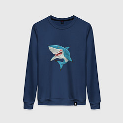 Свитшот хлопковый женский Акула-молот, цвет: тёмно-синий