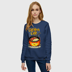 Свитшот хлопковый женский Calcifer cook, цвет: тёмно-синий — фото 2