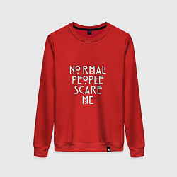 Свитшот хлопковый женский Normal people scare me аиу, цвет: красный