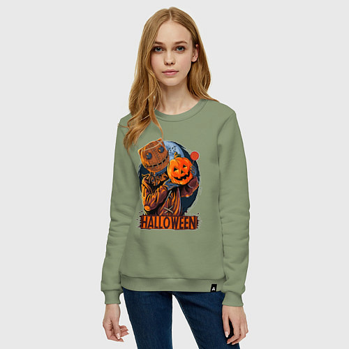Женский свитшот Halloween Scarecrow / Авокадо – фото 3