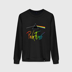 Свитшот хлопковый женский PINK FLOYD COLOR LOGO, цвет: черный