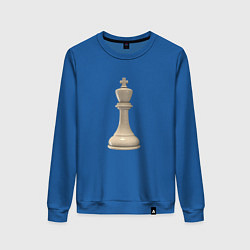 Свитшот хлопковый женский Шахматная фигура Белый король, цвет: синий
