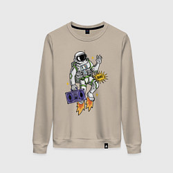 Свитшот хлопковый женский Space disco bang!, цвет: миндальный