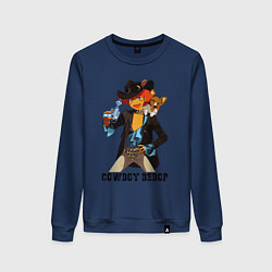 Свитшот хлопковый женский Edward Ein, цвет: тёмно-синий