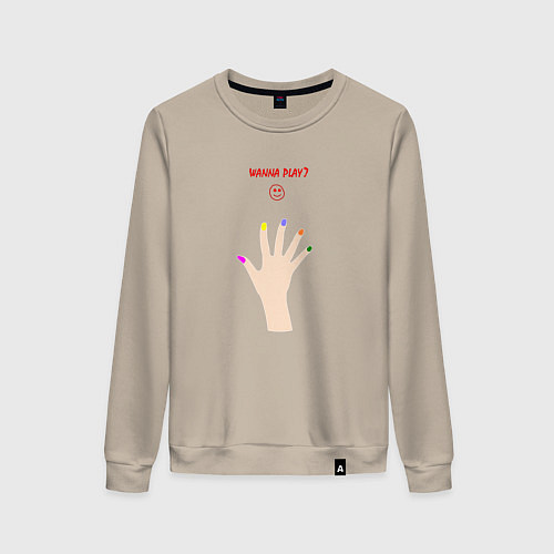 Женский свитшот Рука ледяного убийцы с разноцветными ногтями / Миндальный – фото 1