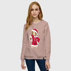 Свитшот хлопковый женский Анимешная девочка Санта, цвет: пыльно-розовый — фото 2
