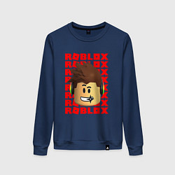 Свитшот хлопковый женский ROBLOX RED LOGO LEGO FACE, цвет: тёмно-синий