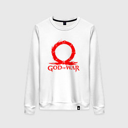 Свитшот хлопковый женский GOD OF WAR RED LOGO RAGNAROK, цвет: белый