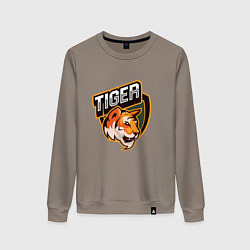 Свитшот хлопковый женский Тигр Tiger логотип, цвет: утренний латте